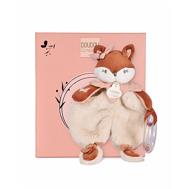 Doudou Dárková sada Plyšová liška Mina s chrastítkem 18 cm