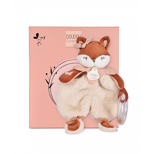 Doudou Dárková sada Plyšová liška Mina s chrastítkem 18 cm