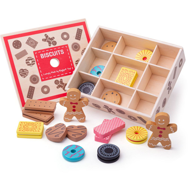 Bigjigs Toys Box s dřevěnými sušenkami Bigjigs Toys Box s dřevěnými sušenkami