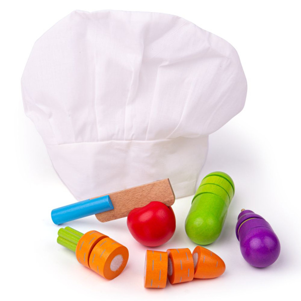 Bigjigs Toys Dřevěná krájecí zelenina s čepicí Bigjigs Toys Dřevěná krájecí zelenina s čepicí
