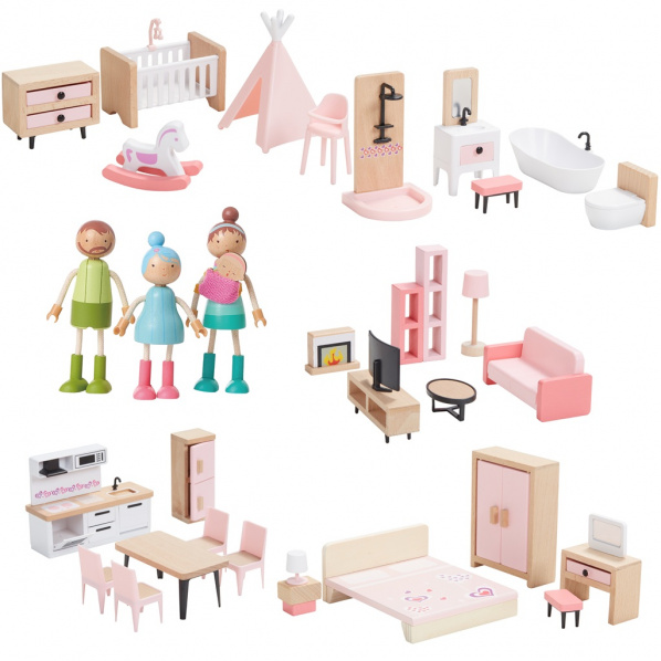 2Kids Toys Sada nábytku s rodinou 5 v 1