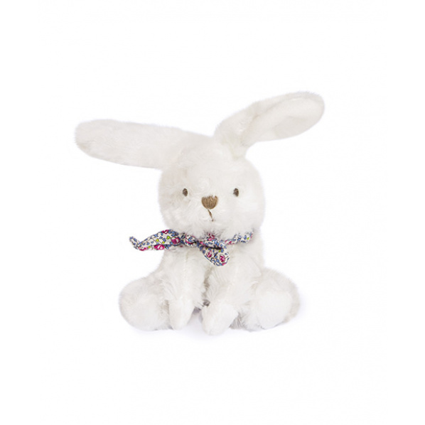 Doudou Plyšový králíček s šátkem 12 cm fialová s kytičkami Doudou Plyšový králíček s šátkem 12 cm fialová s kytičkami