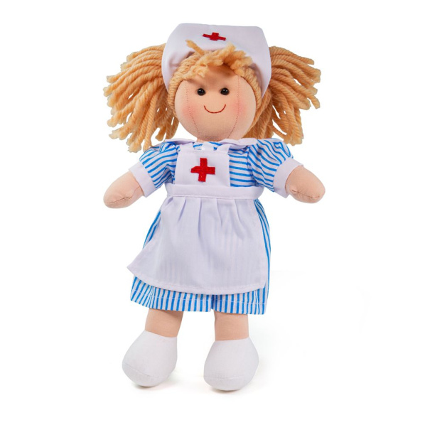 Bigjigs Toys Látková panenka zdravotní sestřička Nancy 28 cm Bigjigs Toys Látková panenka zdravotní sestřička Nancy 28 cm