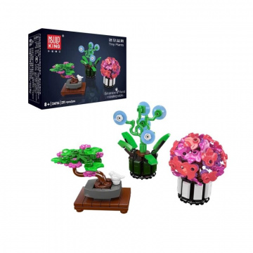 Mould King 24116 Mini květiny v květináči – Hortenzie, Bonsaj sakury, Květ moudrosti