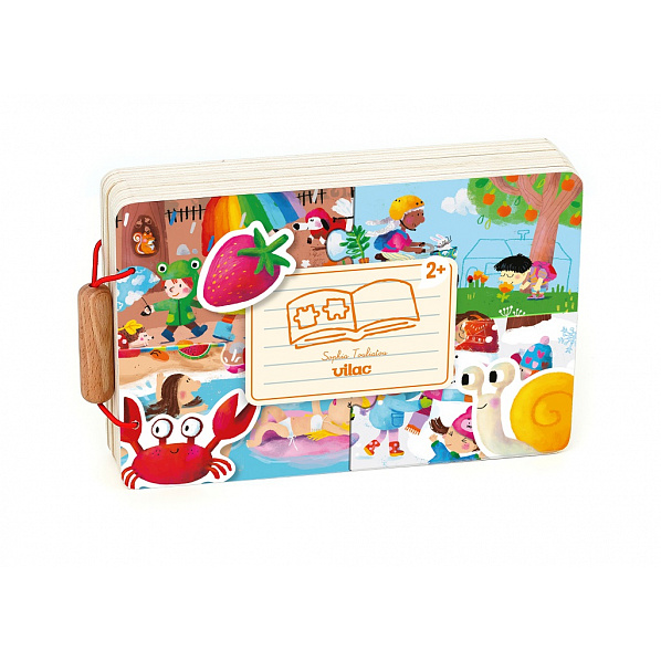 Vilac Dřevěná knížka s puzzle 4 roční období Vilac Dřevěná knížka s puzzle 4 roční období