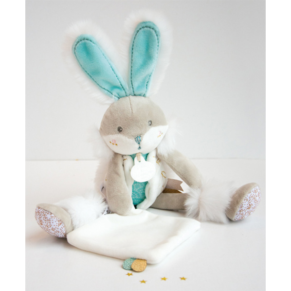 Doudou Dárková sada - plyšový zajíček s dečkou 31 cm tyrkysový Doudou Dárková sada - plyšový zajíček s dečkou 31 cm tyrkysový