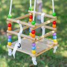 Bigjigs Toys Dřevěná barevná korálková houpačka