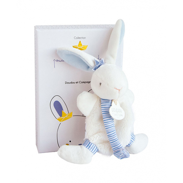 Doudou Dárková sada - Hračka s úchytem na dudlík králíček 15 cm modrý Doudou Dárková sada - Hračka s úchytem na dudlík králíček 15 cm modrý