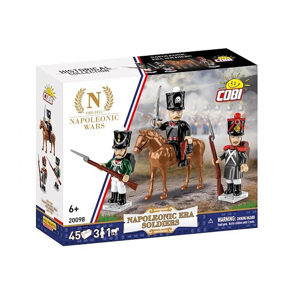 COBI 20098 Vojáci napoleonské éry – 3 figurky s doplňky a kůň