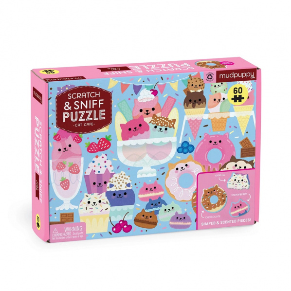 Mudpuppy Puzzle Kočičí kavárna s vůní 60 dílků Mudpuppy Puzzle Kočičí kavárna s vůní 60 dílků