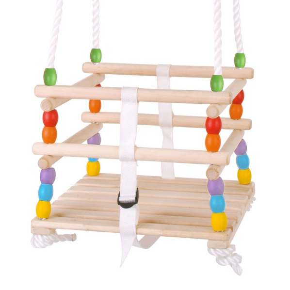 Bigjigs Toys Dřevěná barevná korálková houpačka