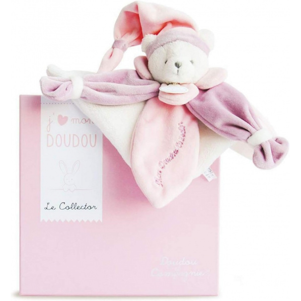Doudou Dárková sada - plyšový muchláček růžový medvídek 24 cm Doudou Dárková sada - plyšový muchláček růžový medvídek 24 cm