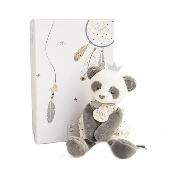 Doudou Dárková sada - plyšová hračka panda 20 cm Doudou Dárková sada - plyšová hračka panda 20 cm