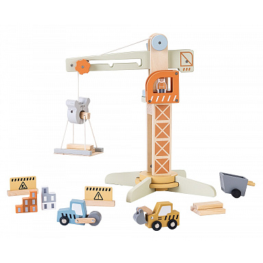 2Kids Toys Dřevěný jeřáb s příslušenstvím