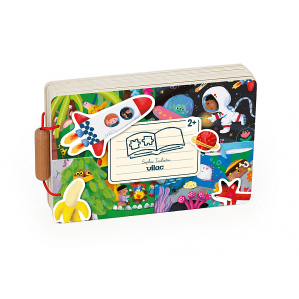Vilac Dřevěná knížka s puzzle Dobrodružství Vilac Dřevěná knížka s puzzle Dobrodružství