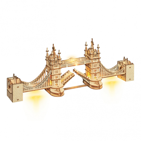 RoboTime 3D dřevěná mechanická skládačka Tower Bridge svítící RoboTime 3D dřevěná mechanická skládačka Tower Bridge svítící