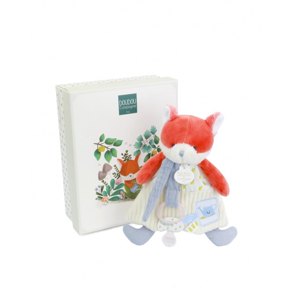 Doudou Dárková sada Plyšová liška Romarin s úchytem na dudlík 19 cm Doudou Dárková sada Plyšová liška Romarin s úchytem na dudlík 19 cm