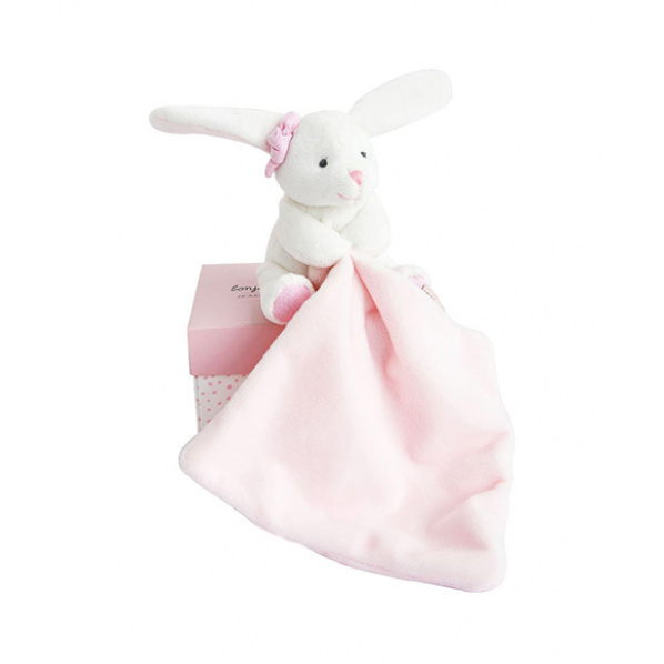 Doudou Dárková sada růžová - králíček s muchláčkem 10 cm Doudou Dárková sada růžová - králíček s muchláčkem 10 cm