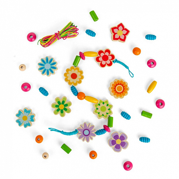 Bigjigs Toys Sada dřevěných korálků Summer Flowers Bigjigs Toys Sada dřevěných korálků Summer Flowers