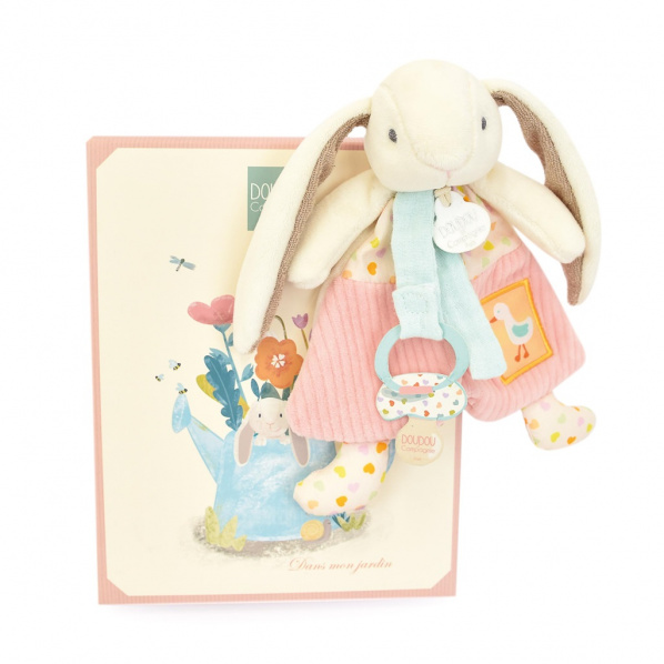 Doudou Dárková sada Hračka s úchytem na dudlík Králíček Ciboulette 19 cm Doudou Dárková sada Hračka s úchytem na dudlík Králíček Ciboulette 19 cm