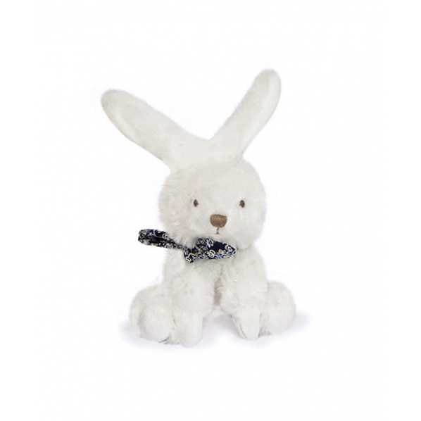 Doudou Plyšový králíček s šátkem 12 cm tmavě modrá s kytičkami