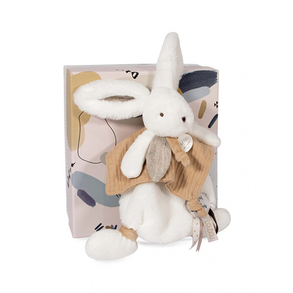 Doudou Dárková sada - Plyšový králíček s muchláčkem 25 cm béžová Doudou Dárková sada - Plyšový králíček s muchláčkem 25 cm béžová