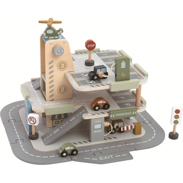2Kids Toys Dřevěná garáž s cestou