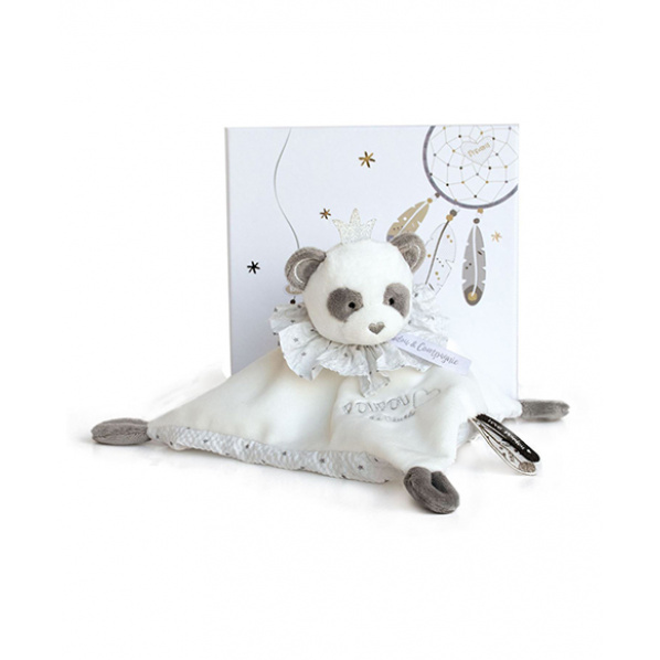 Doudou Dárková sada - plyšový muchláček panda 20 cm Doudou Dárková sada - plyšový muchláček panda 20 cm