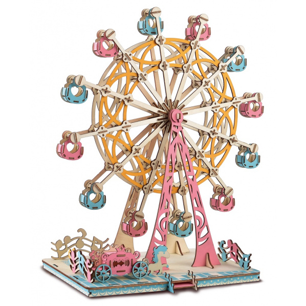Woodcraft Dřevěné 3D puzzle Ruské kolo pastelové Woodcraft Dřevěné 3D puzzle Ruské kolo pastelové